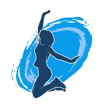 Neşeli, ince, mutlu bir kadının silueti..