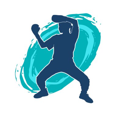 Dövüş sanatları yapan zayıf bir kadının silueti. Dövüş sanatlarında çalışan bir kadının silueti..