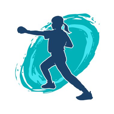 Dövüş sanatları yapan zayıf bir kadının silueti. Dövüş sanatlarında çalışan bir kadının silueti..