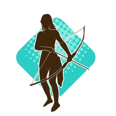 Dişi okçu bir dövüşçünün silueti ok ve yayla pozisyonunu alıyor..