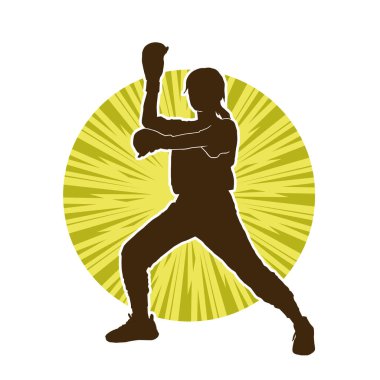 Dövüş sanatları yapan zayıf bir kadının silueti. Dövüş sanatlarında çalışan bir kadının silueti..