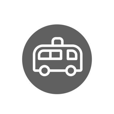 Ambulans simgesi. Basitleştirilmiş ambulans acil yardım aracı sembolü.