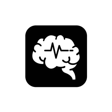 Beyin ve dalga grafik sembolü. Beyin dalgası ikonu. Nöroloji simgesi.