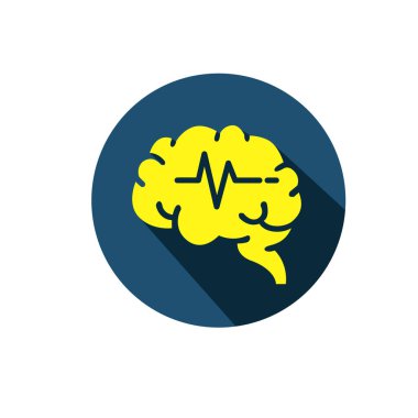 Beyin ve dalga grafik sembolü. Beyin dalgası ikonu. Nöroloji simgesi.