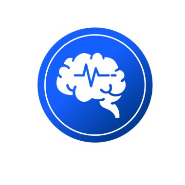 Beyin ve dalga grafik sembolü. Beyin dalgası ikonu. Nöroloji simgesi.