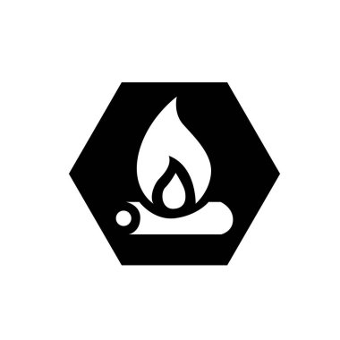 Ateş yakma ikonu. Alev sembolü. Kamp alanı sembolü.