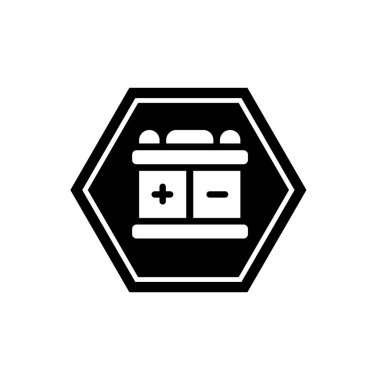 Elektrikli sıvı pil sembolü. Pozitif ve negatif kutuplu elektrik pil simgesi.