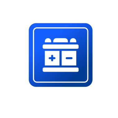 Elektrikli sıvı pil sembolü. Pozitif ve negatif kutuplu elektrik pil simgesi.