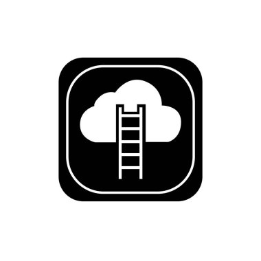 Cloud computing symbol or icon. Cloud and ladder symbol for cloud computing technology logo design clipart