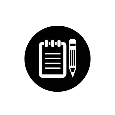 Not defteri ve kalem sembolü. Not simgesi. Günlük simgesi.