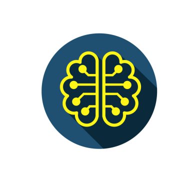 Devre sembollü insan beyni. Sinirsel ya da nevrotik ağ sembolü. Yapay zeka sembolü. Beyin devresi sembolü.