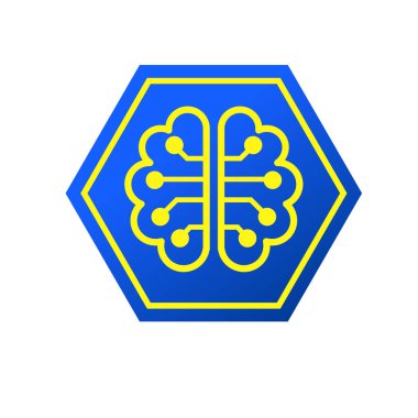 Devre sembollü insan beyni. Sinirsel ya da nevrotik ağ sembolü. Yapay zeka sembolü. Beyin devresi sembolü.