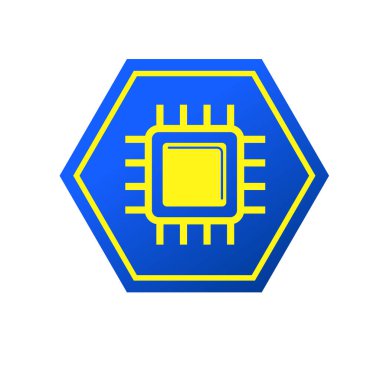 İşlemci İşlemci sembolü. Bilgisayar işlemci bileşeni simgesi. 