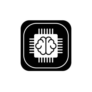 Beyin ve dijital işlemci sembolü. Bilgisayar işlemci simgesi. 