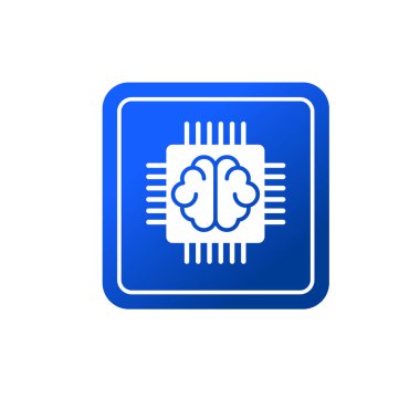 Beyin ve dijital işlemci sembolü. Bilgisayar işlemci simgesi. 