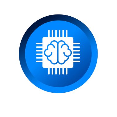 Beyin ve dijital işlemci sembolü. Bilgisayar işlemci simgesi. 