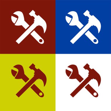 Çekiç ve İngiliz anahtarı sembolü. Tamir servisi veya tamirci simgesi