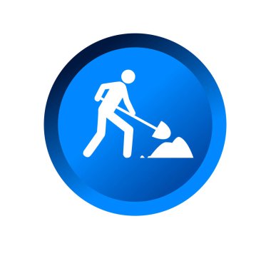 İşçi kürek sembolü kullanıyor. Kazıcı simgesi. Yapım veya bakım simgesi.