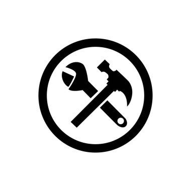 Çekiç ve İngiliz anahtarı sembolü. Tamir servisi veya tamirci simgesi