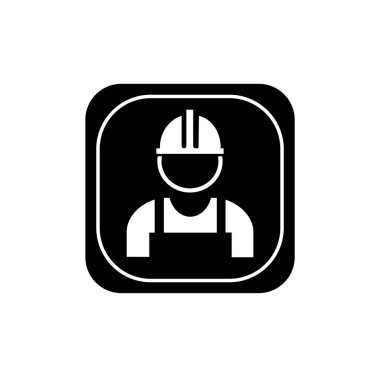 Kask sembolü takan bir işçi. İşçi simgesi. Mühendis simgesi.