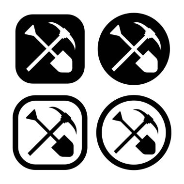 Kürek ve kazma alet sembolü. Madenci çalışma aracı simgesi.