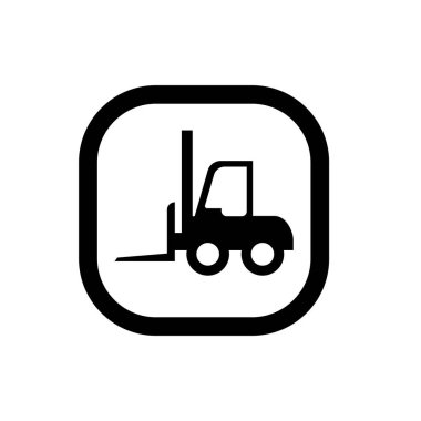 Çatal kaldırma kamyonu ya da forklift ikonu. Çatal kaldırma aracı sembolü. 