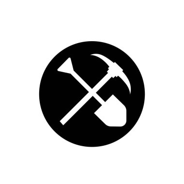 Kürek ve kazma alet sembolü. Madenci çalışma aracı simgesi.