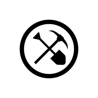 Kürek ve kazma alet sembolü. Madenci çalışma aracı simgesi.