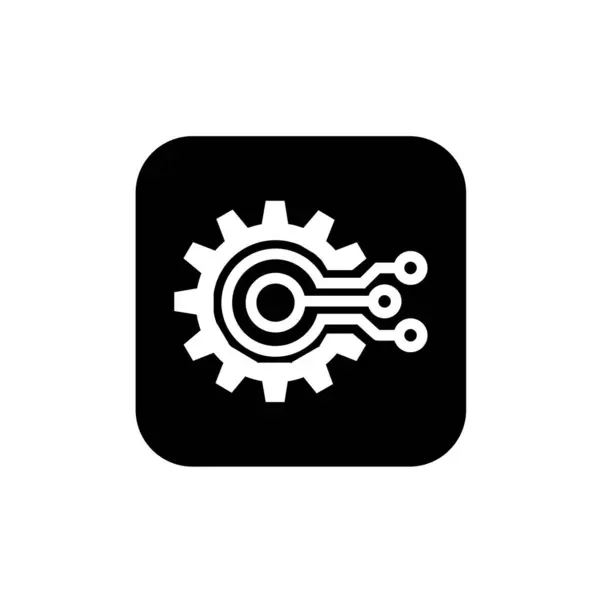 stock vector Digital system icon. Cogwheel shape and circuit nodes symbol. Digital technology icon. Machine learning symbol.