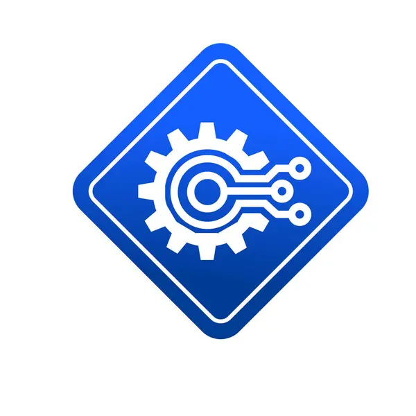 stock vector Digital system icon. Cogwheel shape and circuit nodes symbol. Digital technology icon. Machine learning symbol.