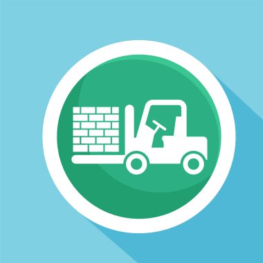 Çatal kaldırma kamyonu ya da forklift ikonu. Çatal kaldırma aracı sembolü. 