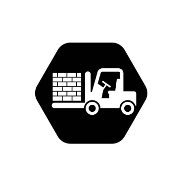 Çatal kaldırma kamyonu ya da forklift ikonu. Çatal kaldırma aracı sembolü. 