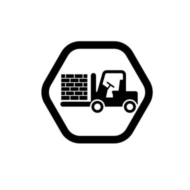 Çatal kaldırma kamyonu ya da forklift ikonu. Çatal kaldırma aracı sembolü. 