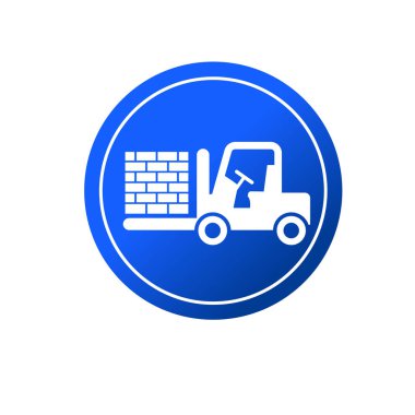 Çatal kaldırma kamyonu ya da forklift ikonu. Çatal kaldırma aracı sembolü. 