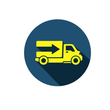 Teslimat kamyonu simgesi, beyaz arkaplanda kutu kamyonu sembolü çizimi şablonu 