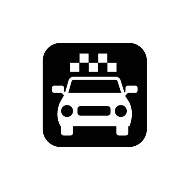 Yarış arabası ikonu. Sürüklenen araç sembolü. Araba ve denetleyici bayrak sembolü.