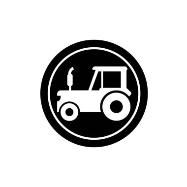 Çiftlik traktörü ikonu. Çiftlik traktörü sembolü.