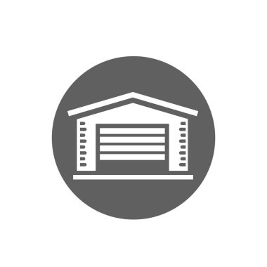 Garaj binası ikonu. Yuvarlanan kapı sembollü garaj binası..