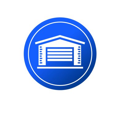 Garaj binası ikonu. Yuvarlanan kapı sembollü garaj binası..