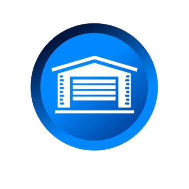 Garaj binası ikonu. Yuvarlanan kapı sembollü garaj binası..