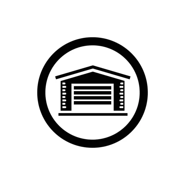 Stock vector Garage building icon. Garage building with rolling door symbol.