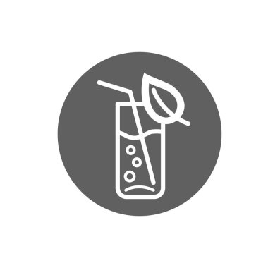 Yaprak şeklindeki bir bardakta su içmek. Saflık ya da doğal su ikonu.