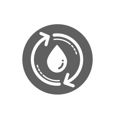 Su damlası ve ok sembolü. Su geri dönüşüm simgesi