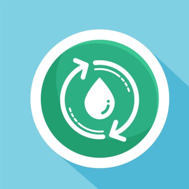 Su damlası ve ok sembolü. Su geri dönüşüm simgesi