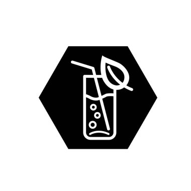 Yaprak şeklindeki bir bardakta su içmek. Saflık ya da doğal su ikonu.