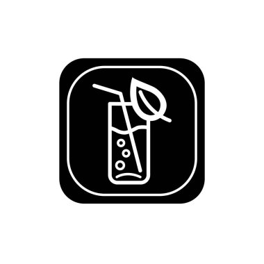 Yaprak şeklindeki bir bardakta su içmek. Saflık ya da doğal su ikonu.