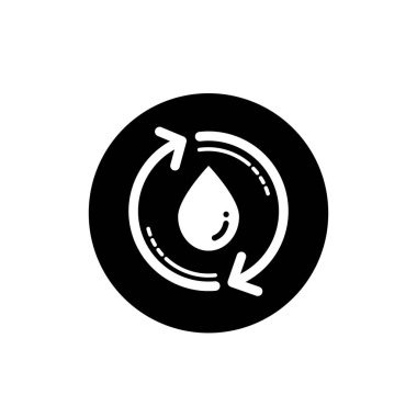 Su damlası ve ok sembolü. Su geri dönüşüm simgesi