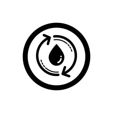 Su damlası ve ok sembolü. Su geri dönüşüm simgesi