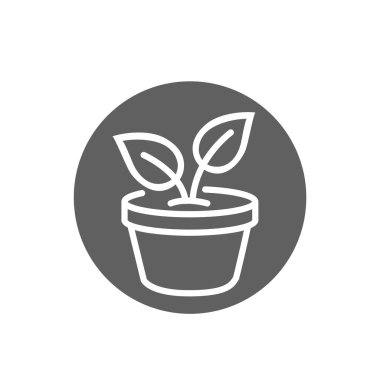 Saksı bitkisi ikonu. Kentsel tarım sembolü. Kapalı bitki simgesi.
