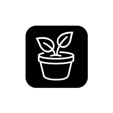 Saksı bitkisi ikonu. Kentsel tarım sembolü. Kapalı bitki simgesi.